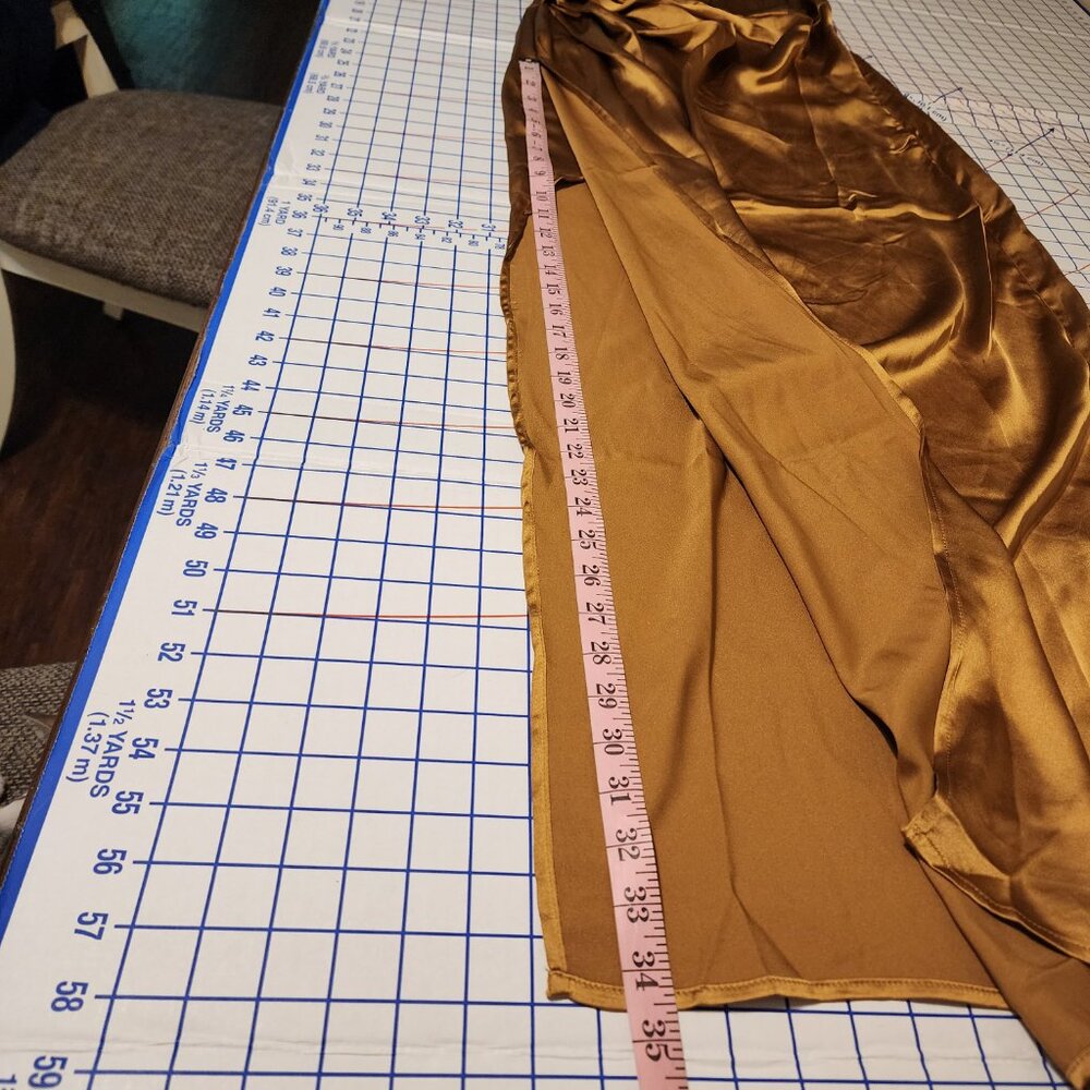 Petal & Pup Gold Satin One-Shoulder Maxi Dress - Picture 5 of 9